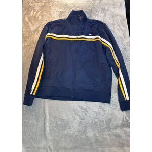 Aeropostale Athletic Jacket-Men's XL -Navy Blue Yellow/White Pinstripe Zip-Up